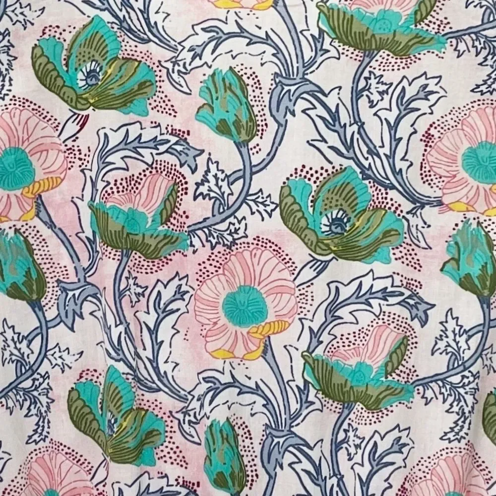 NWT Bindu Anika Dress Pink Multi Floral Ruffle Sleeve Maxi Boho Resort Sz Small - Picture 9 of 13